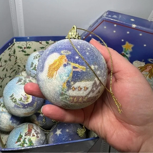 Lot of 11 Vtg ‘Angels On High In Our Small Town’ Ornaments w Box ~ RARE! christm - Picture 2 of 8
